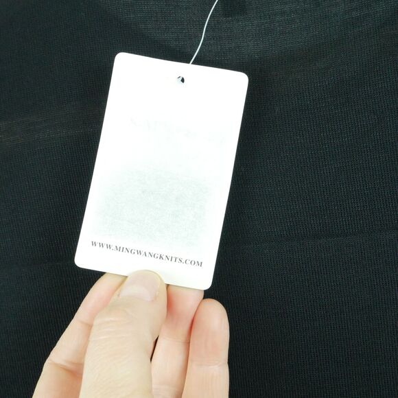 Ming Wang XS Top Black Knit Long Sleeve Sheer Stripe Modern Career Minimal Zip - Picture 9 of 9